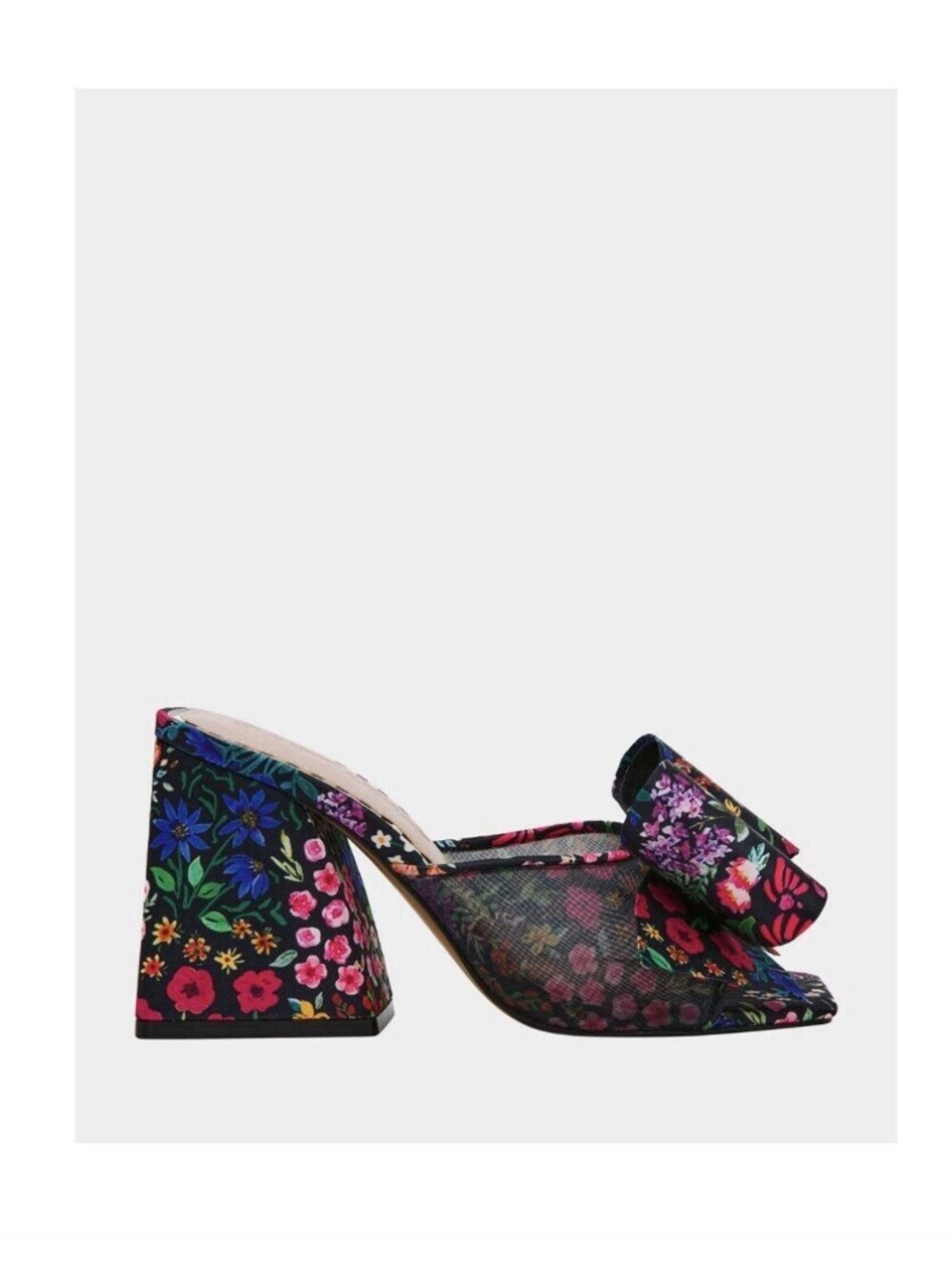 Betsey Johnson Jordn Floral Mule Embellished Bow Block Heel, NIB 8.5